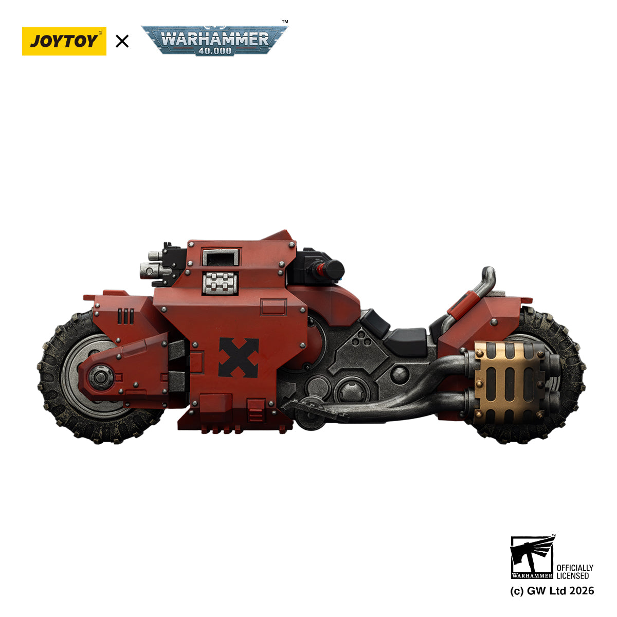 JOYTOY Warhammer 40k Action Figure 1/18 Blood Angels Raider-pattern Combat Bike with twin-linked bolt rifles Anime model toys JT03752
