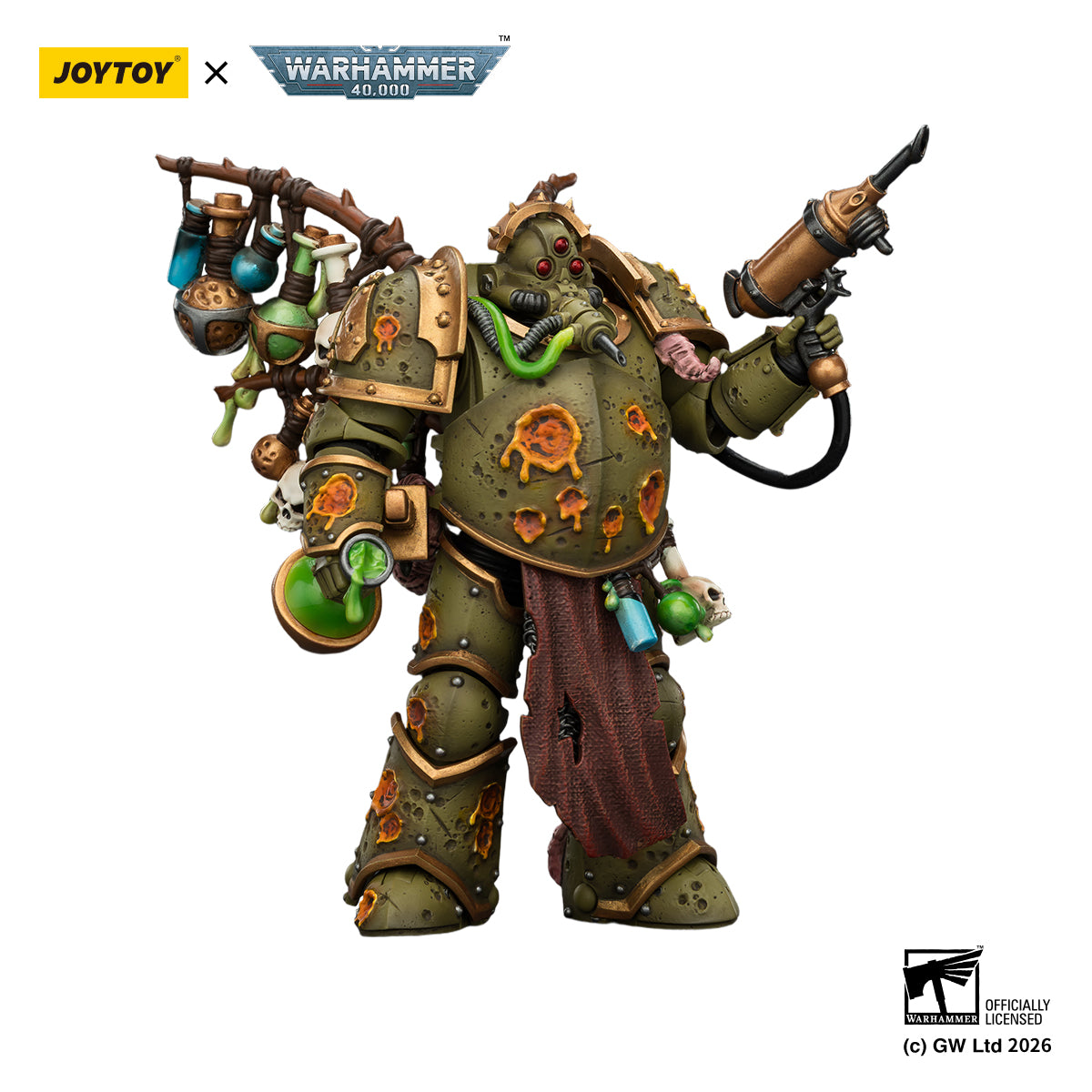 JOYTOY Warhammer 40k Death Guard Biologus Putrifier with Injector Pistol and Hyper Blight Grenades Collection Model Birthday Gifts