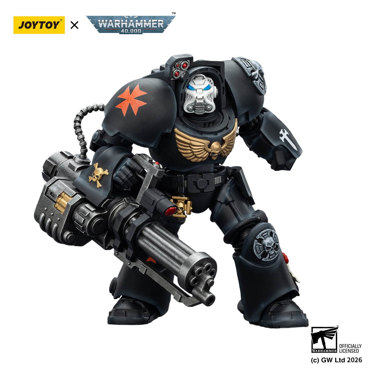 JOYTOY  Warhammer 40,000 Action Figure 1/18 Black Templars Terminator 3 with Power Fist and Assault Cannon  model toys JT03110