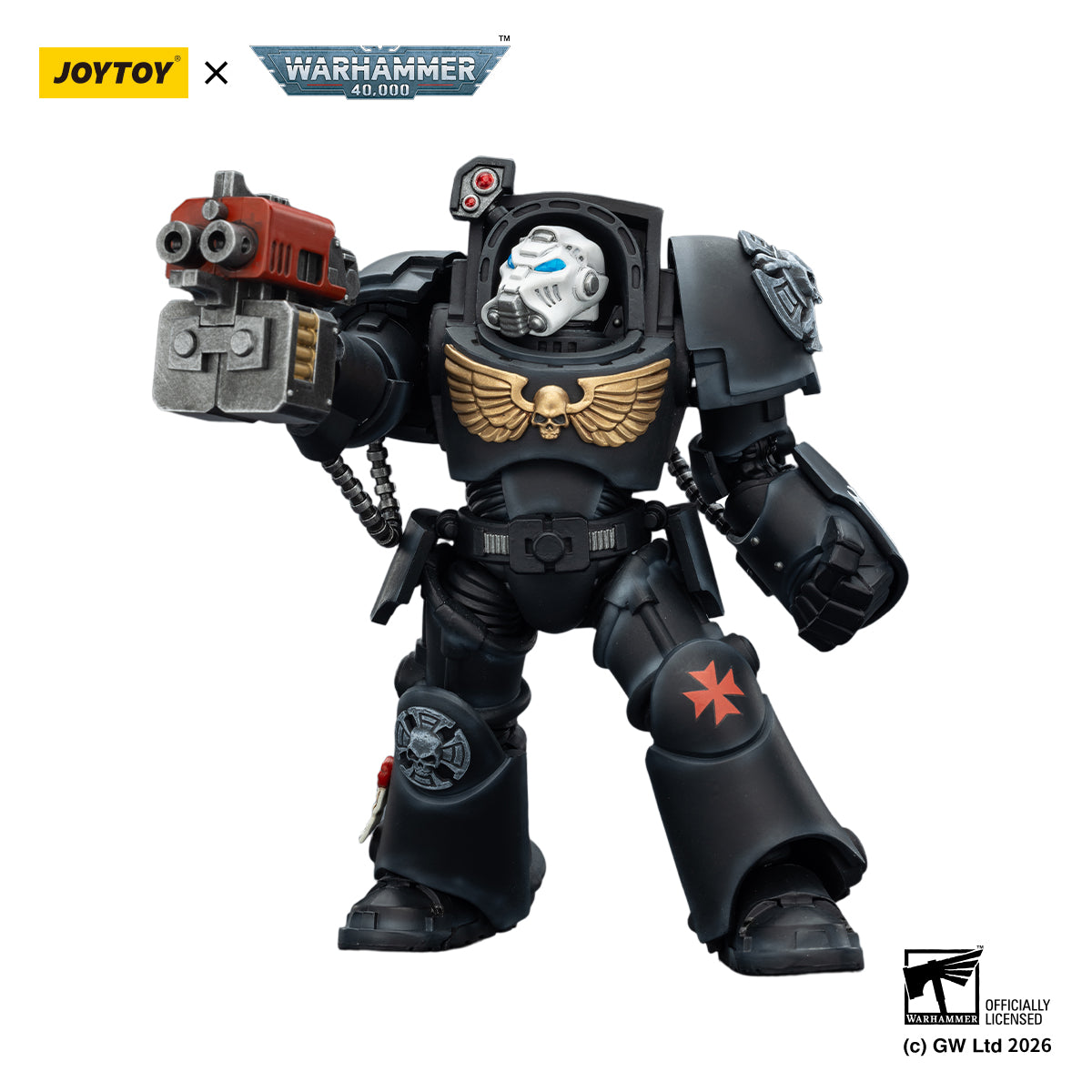 JOYTOY Warhammer 40,000 Action Figure 1/18  BlackTemplars Terminator 2 with Power Fist and Storm Bolter Model Toys JT03103