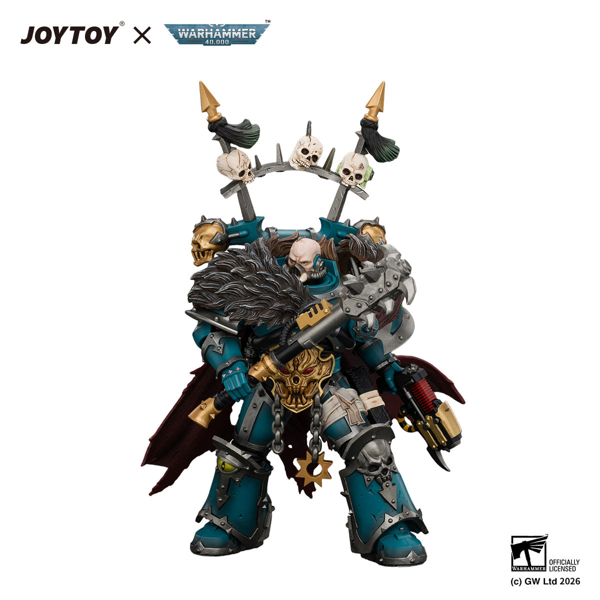 JOYTOY 1/18 Warhammer 40K Action Figure Alpha Legion Chaos Lord with Plasma Pistol and Accursed Weapon