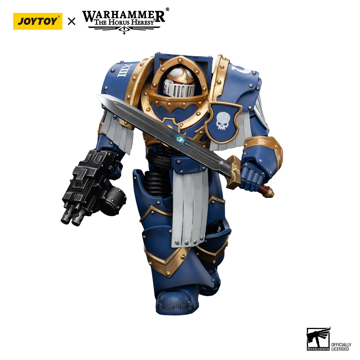 JOYTOY Action Figure 1/18 Ultramarines Cataphractii Terminator Squad Sergeant with Power Sword Model Birthday Gifts 