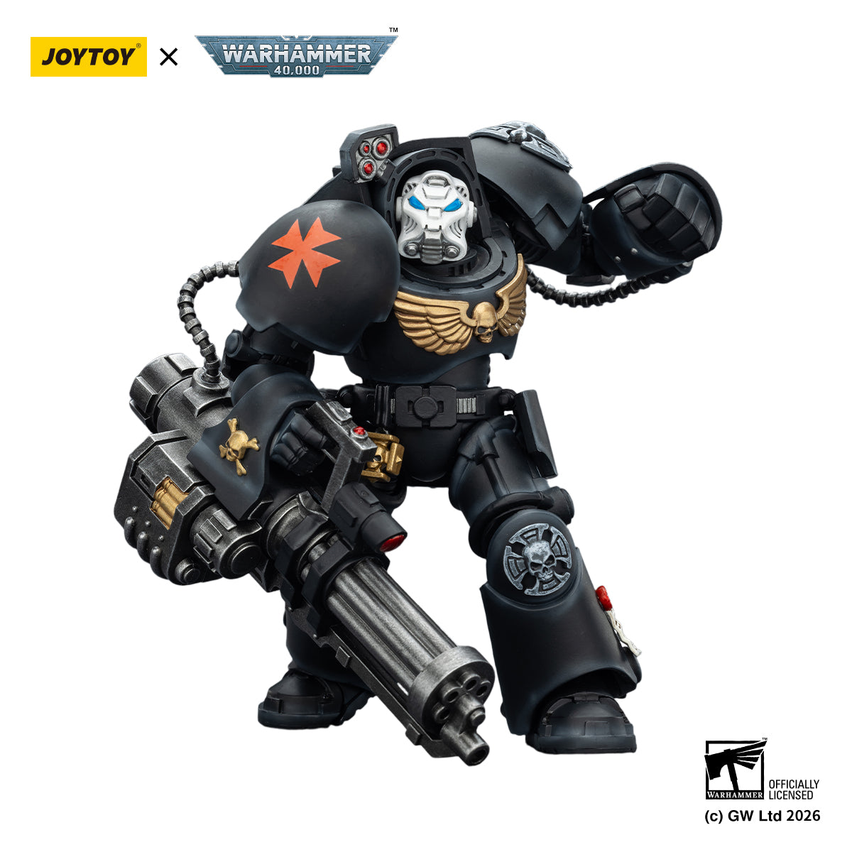 JOYTOY  Warhammer 40,000 Action Figure 1/18 Black Templars Terminator 3 with Power Fist and Assault Cannon  model toys JT03110