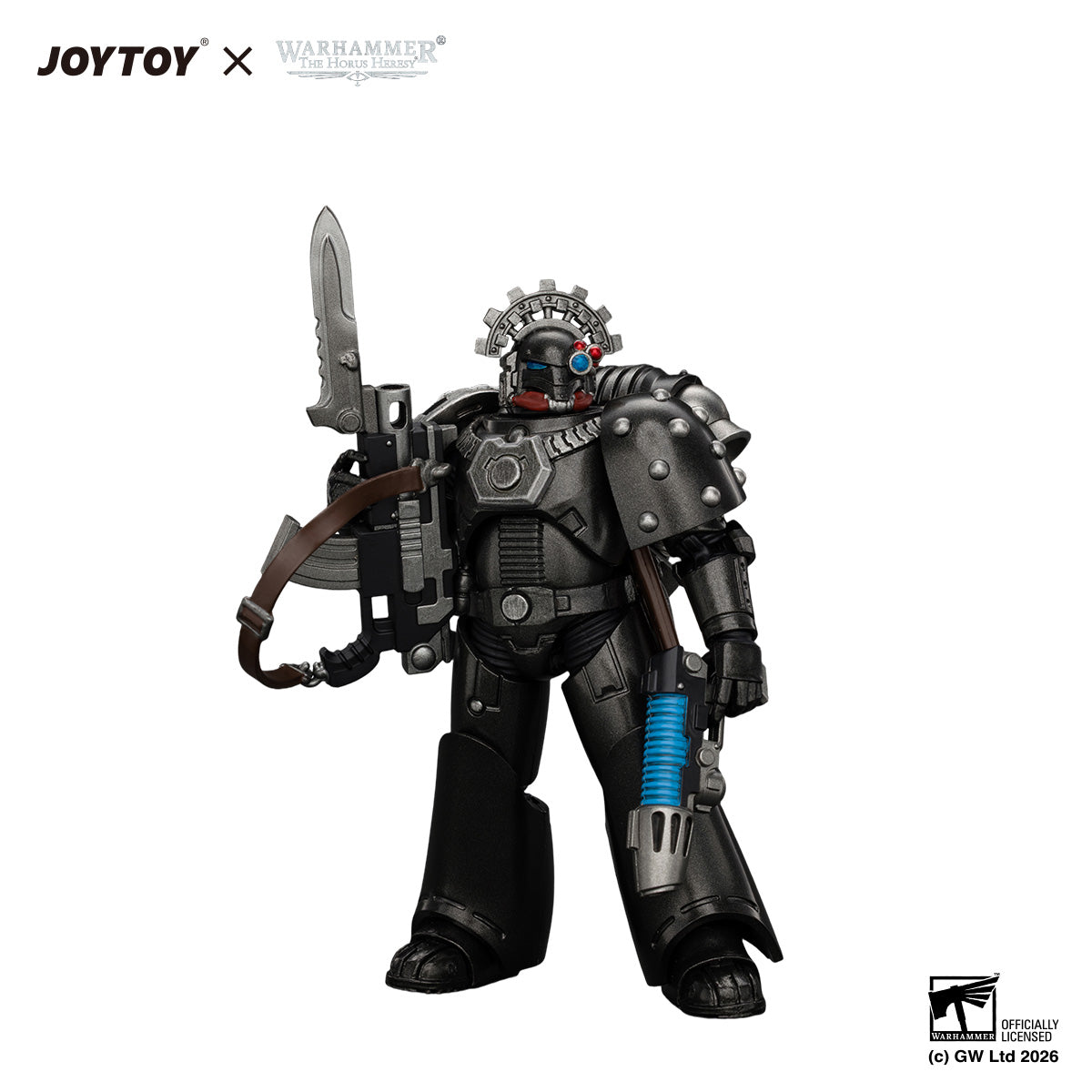 JOYTOY 1/18 Warhammer "The Horus Heresy" Action Figure Iron Hands MkVI Tactical Sergeant with Bolter, Plasma Pistol & Power sword