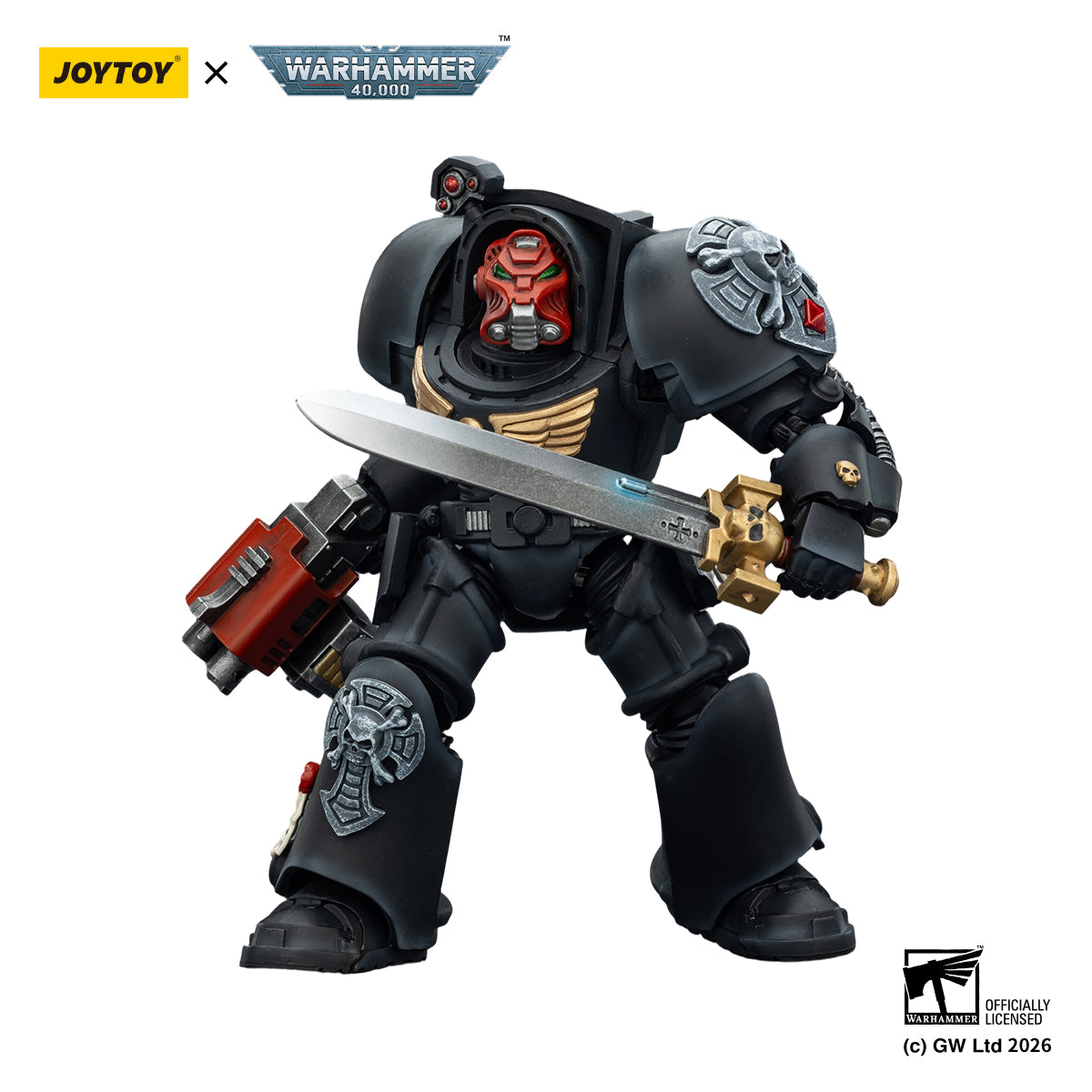 JOYTOY Warhammer 40,000 Black Templars Terminator 1 with Power Sword and Storm Bolter Model Toys JT03097