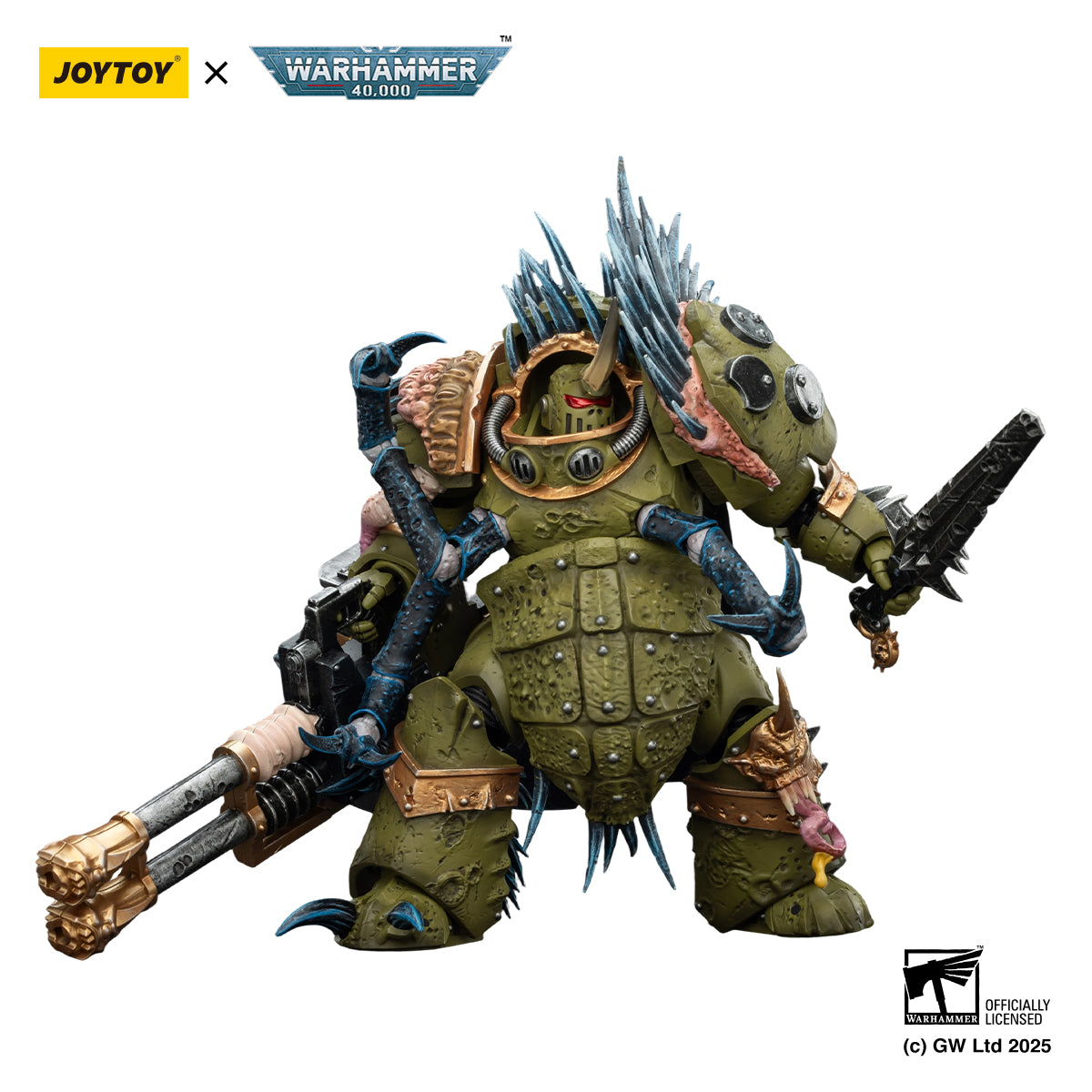 JOYTOY  Warhammer 40k  Action Figure 1/18  Death Guard Blightlord Terminator 1 with Reaper Autocannon and Bubotic Blades Assault Anime Military Model Toys