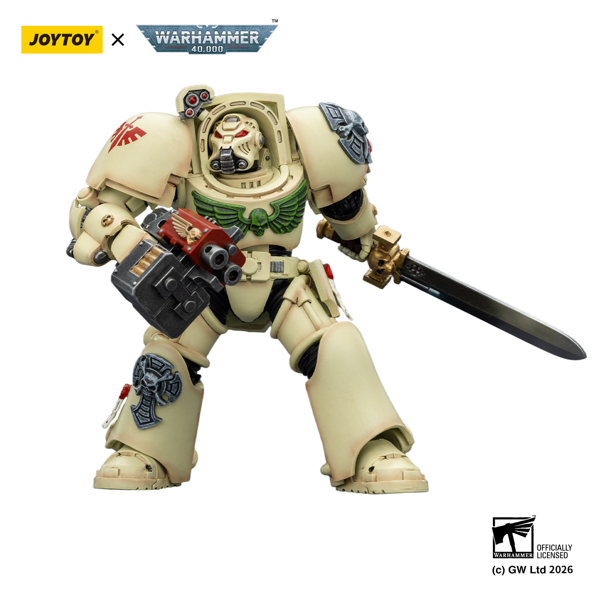 JOYTOY  Warhammer 40,000 Action Figure 1/18 Dark Angels Deathwing Terminator 1 with Power Sword and Storm Bolter model toys JT03127
