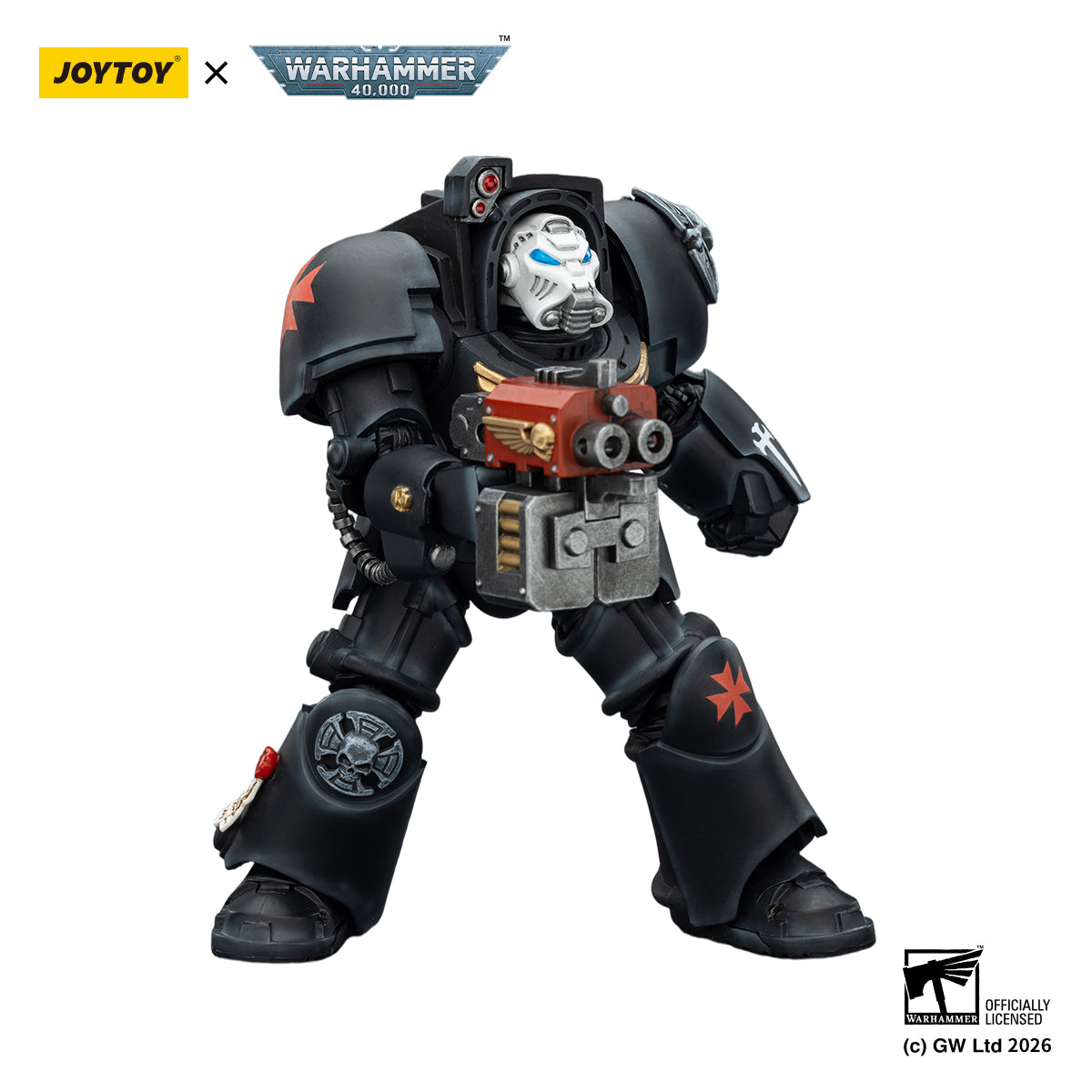 JOYTOY Warhammer 40,000 Action Figure 1/18  BlackTemplars Terminator 2 with Power Fist and Storm Bolter Model Toys JT03103