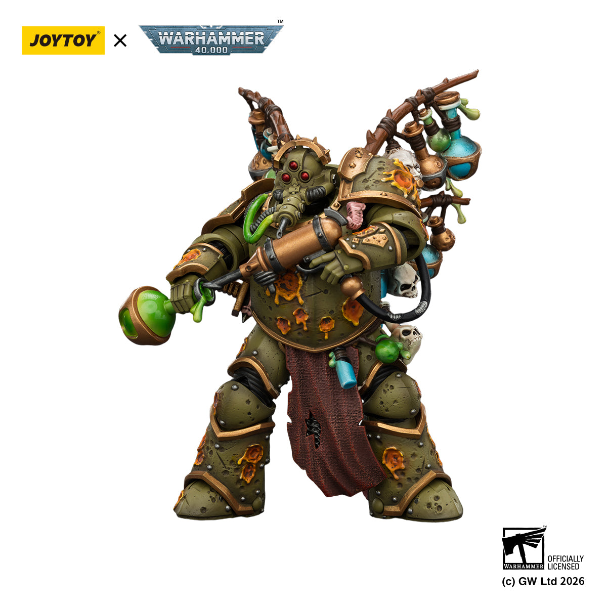 JOYTOY Warhammer 40k Death Guard Biologus Putrifier with Injector Pistol and Hyper Blight Grenades Collection Model Birthday Gifts