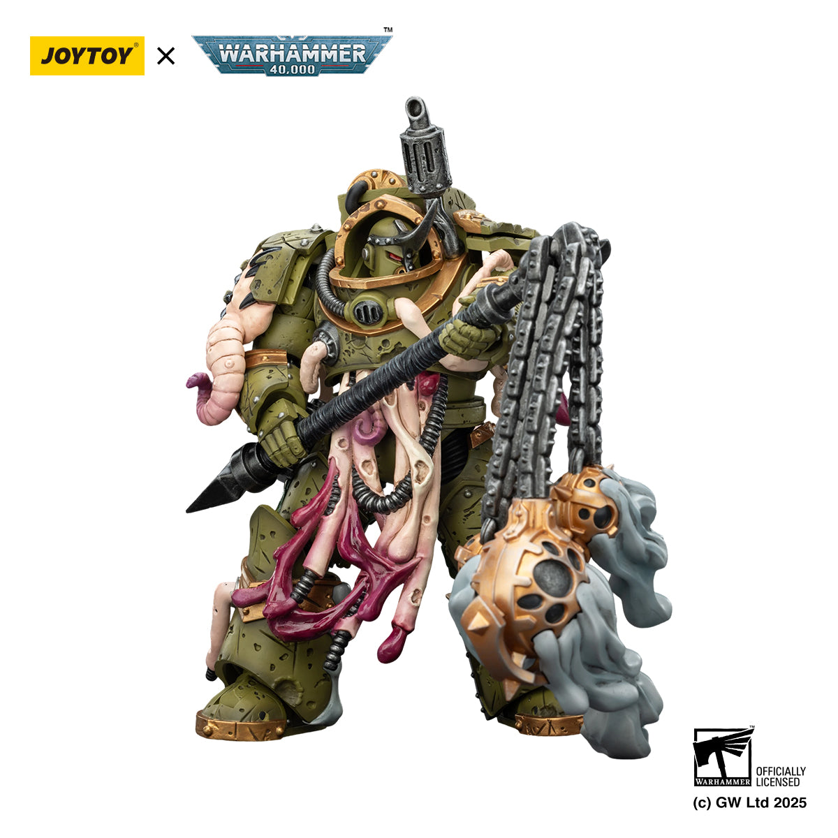 JOYTOY Warhammer 40k Action Figure 1/18 Death Guard Blightlord Terminator 2 with Flail of Corruption Assault Anime Military Model Toys