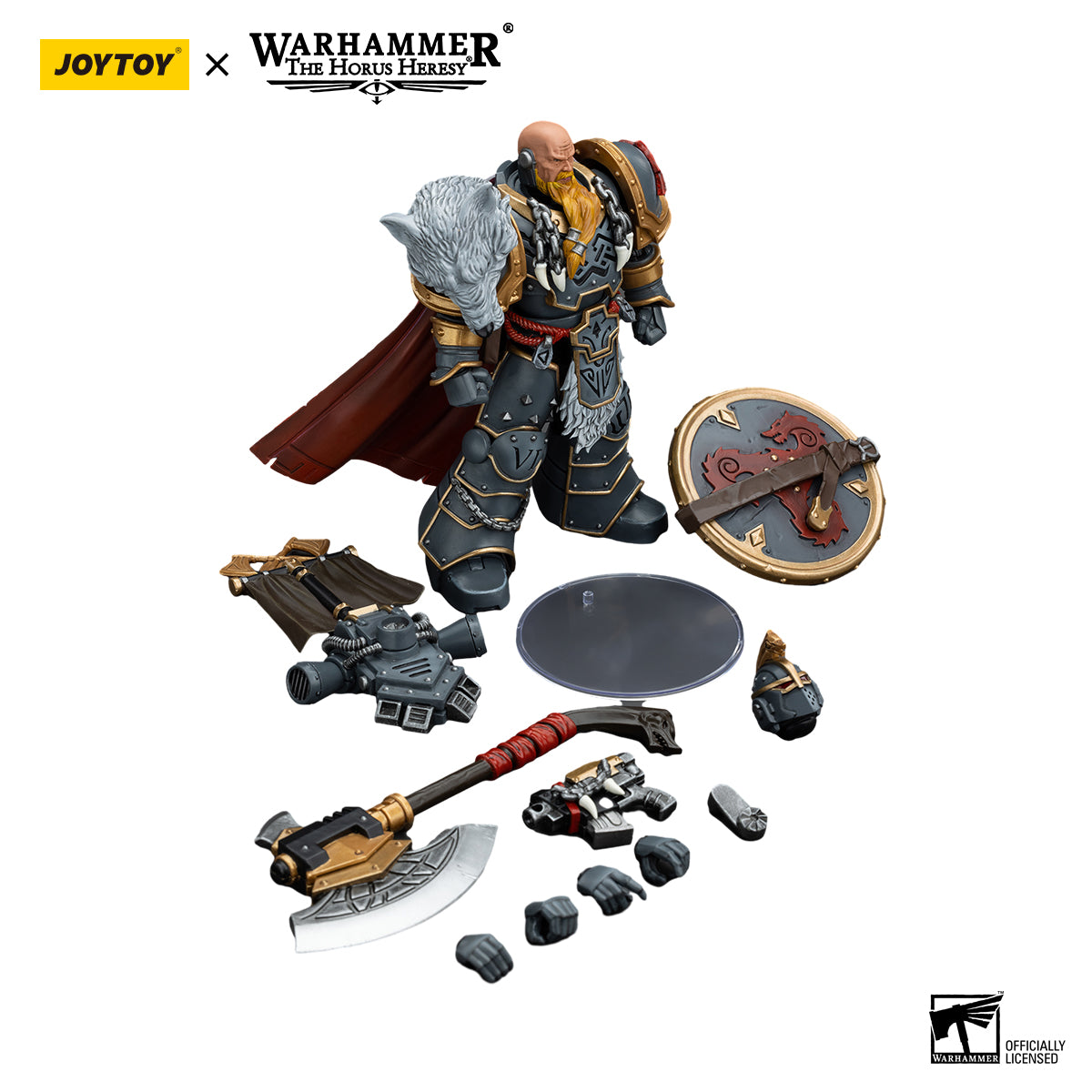 [IN STOCK] JOYTOY Warhammer 40k Action Figure 1/18 Space Wolves Legion Praetor with Power Axe and Combat Shield JT00133