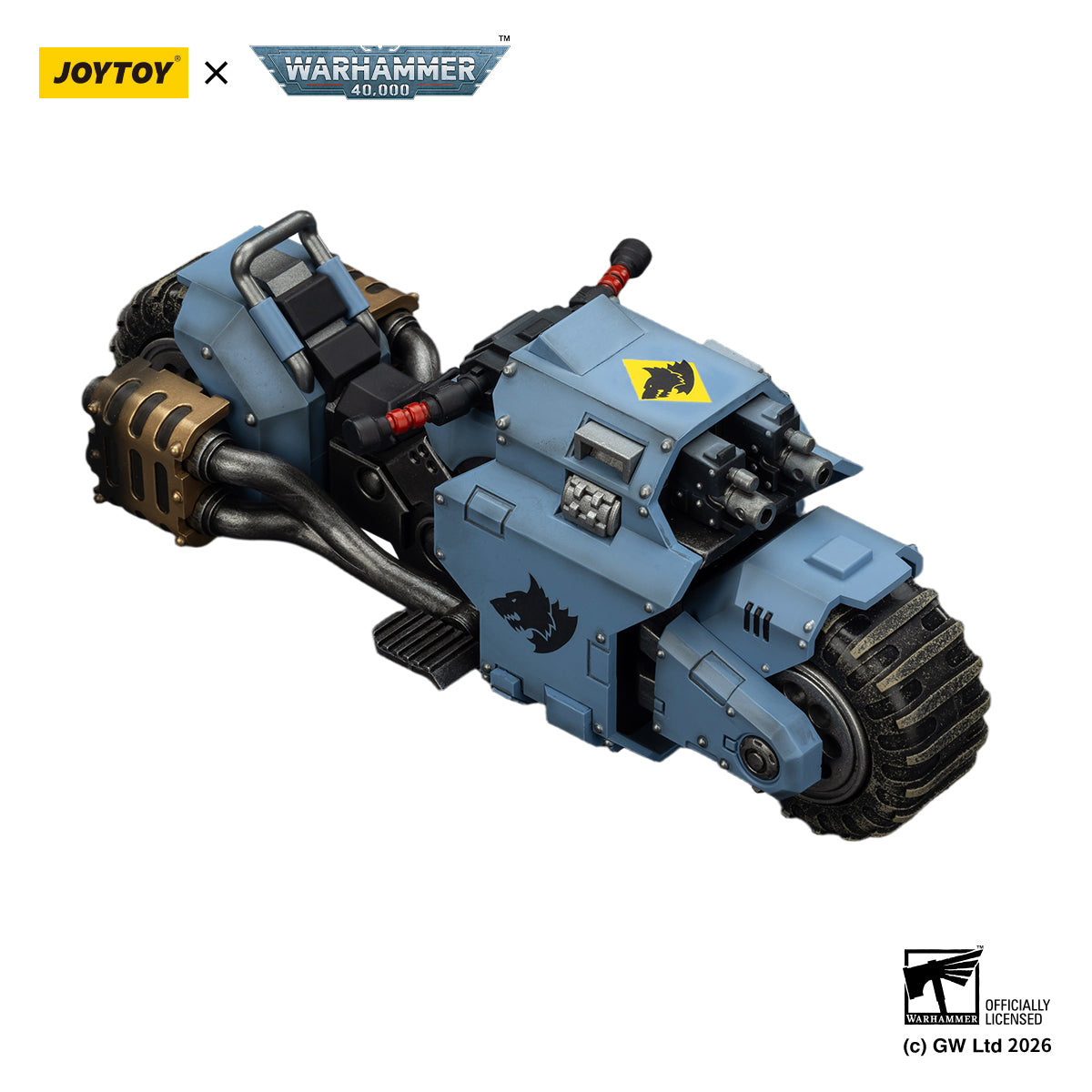 JOYTOY Space Wolves Action Figure 1/18 Space Wolves Raider-pattern Combat Bike with twin-linked bolt rifles Anime model toys Anime model toys JT03769