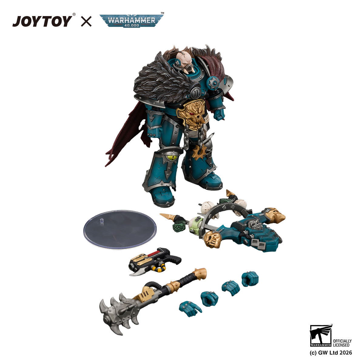 JOYTOY 1/18 Warhammer 40K Action Figure Alpha Legion Chaos Lord with Plasma Pistol and Accursed Weapon