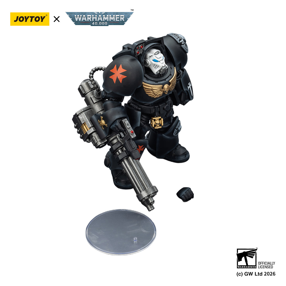 JOYTOY  Warhammer 40,000 Action Figure 1/18 Black Templars Terminator 3 with Power Fist and Assault Cannon  model toys JT03110