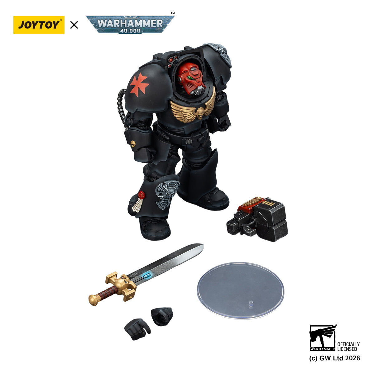 JOYTOY Warhammer 40,000 Black Templars Terminator 1 with Power Sword and Storm Bolter Model Toys JT03097