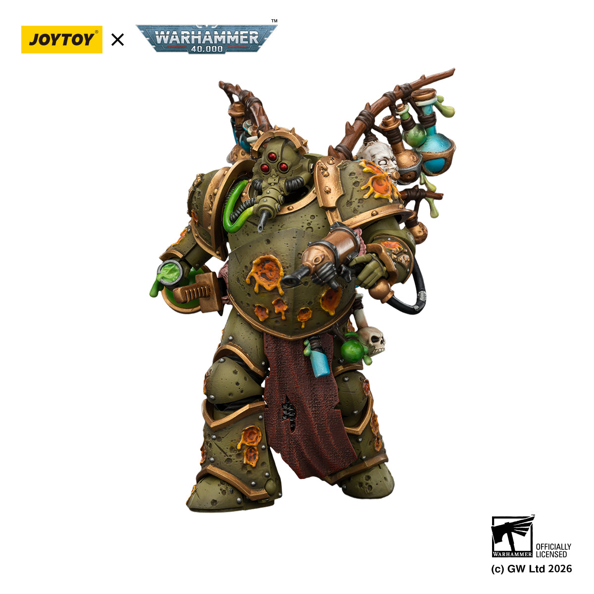 JOYTOY Warhammer 40k Death Guard Biologus Putrifier with Injector Pistol and Hyper Blight Grenades Collection Model Birthday Gifts
