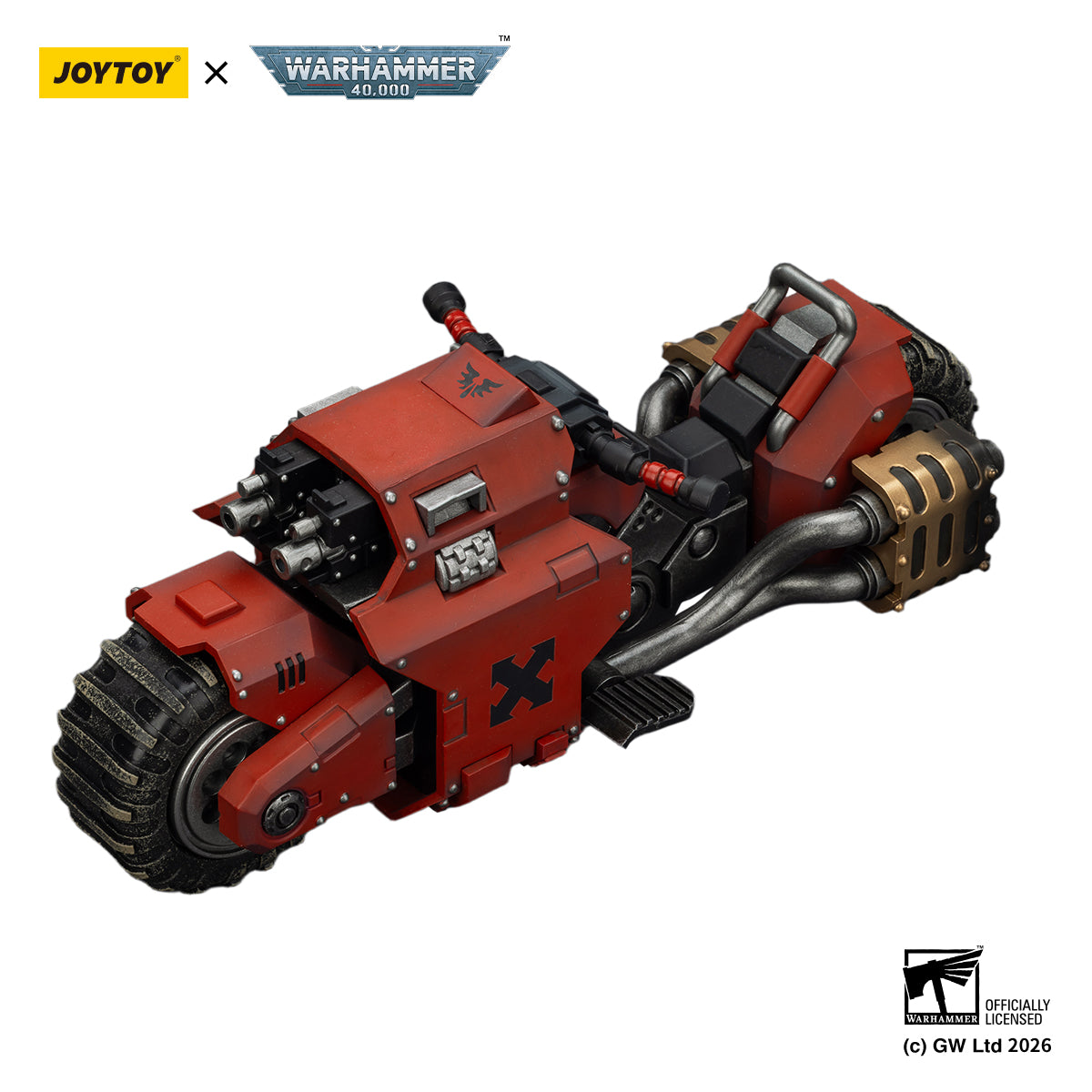 JOYTOY Warhammer 40k Action Figure 1/18 Blood Angels Raider-pattern Combat Bike with twin-linked bolt rifles Anime model toys JT03752
