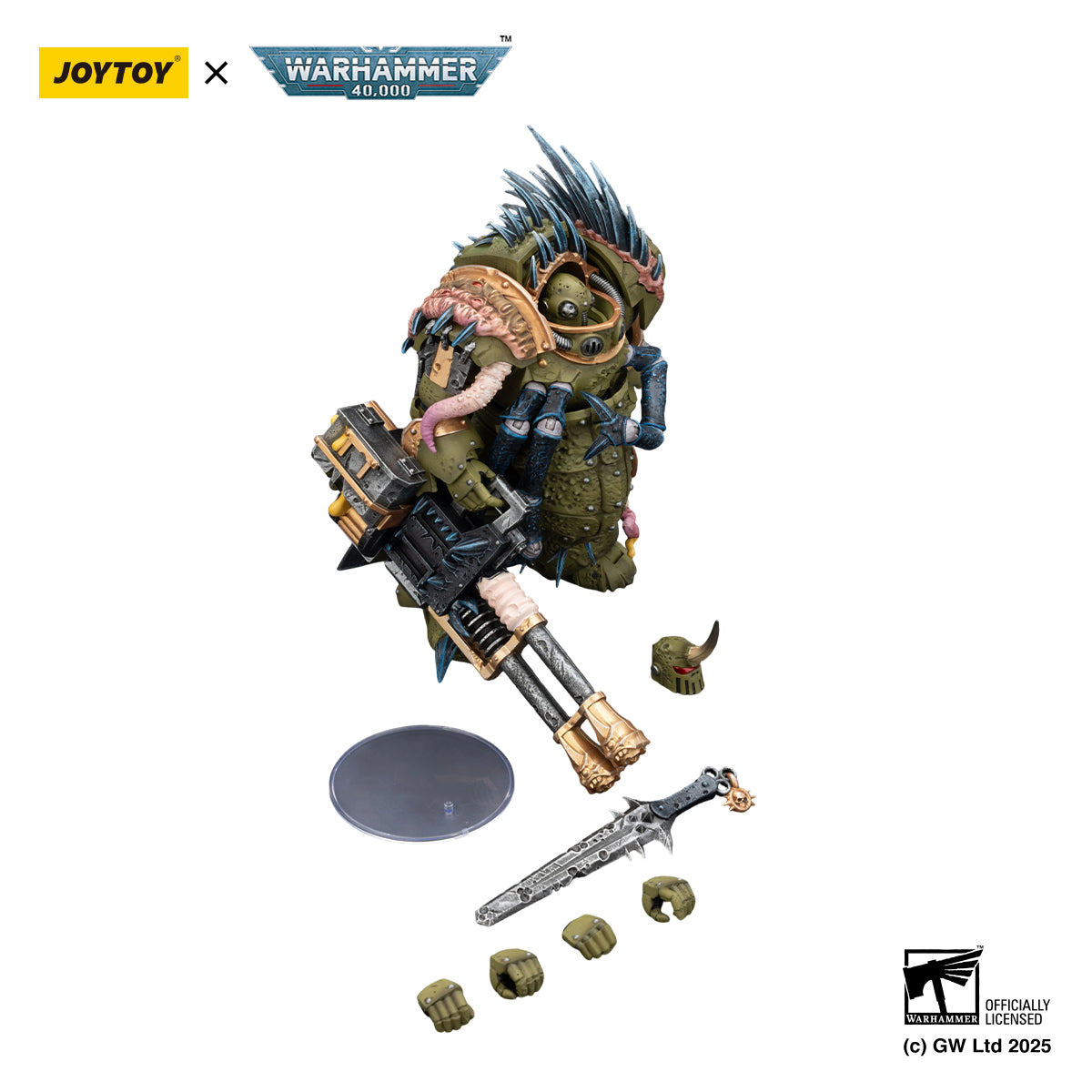 JOYTOY  Warhammer 40k  Action Figure 1/18  Death Guard Blightlord Terminator 1 with Reaper Autocannon and Bubotic Blades Assault Anime Military Model Toys