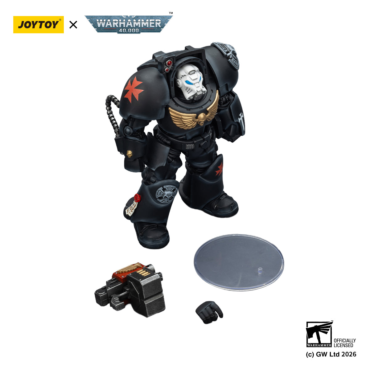 JOYTOY Warhammer 40,000 Action Figure 1/18  BlackTemplars Terminator 2 with Power Fist and Storm Bolter Model Toys JT03103