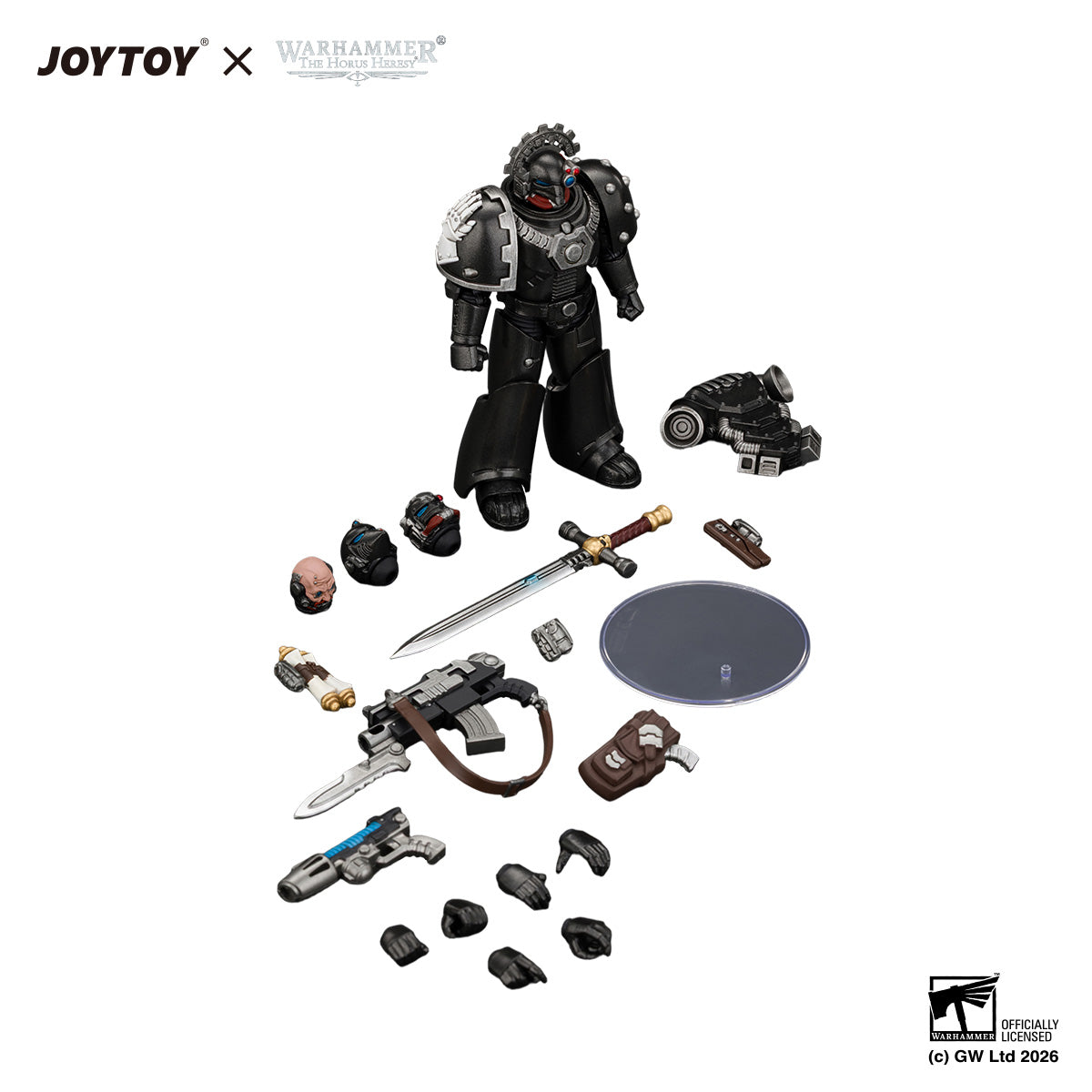JOYTOY 1/18 Warhammer "The Horus Heresy" Action Figure Iron Hands MkVI Tactical Sergeant with Bolter, Plasma Pistol & Power sword