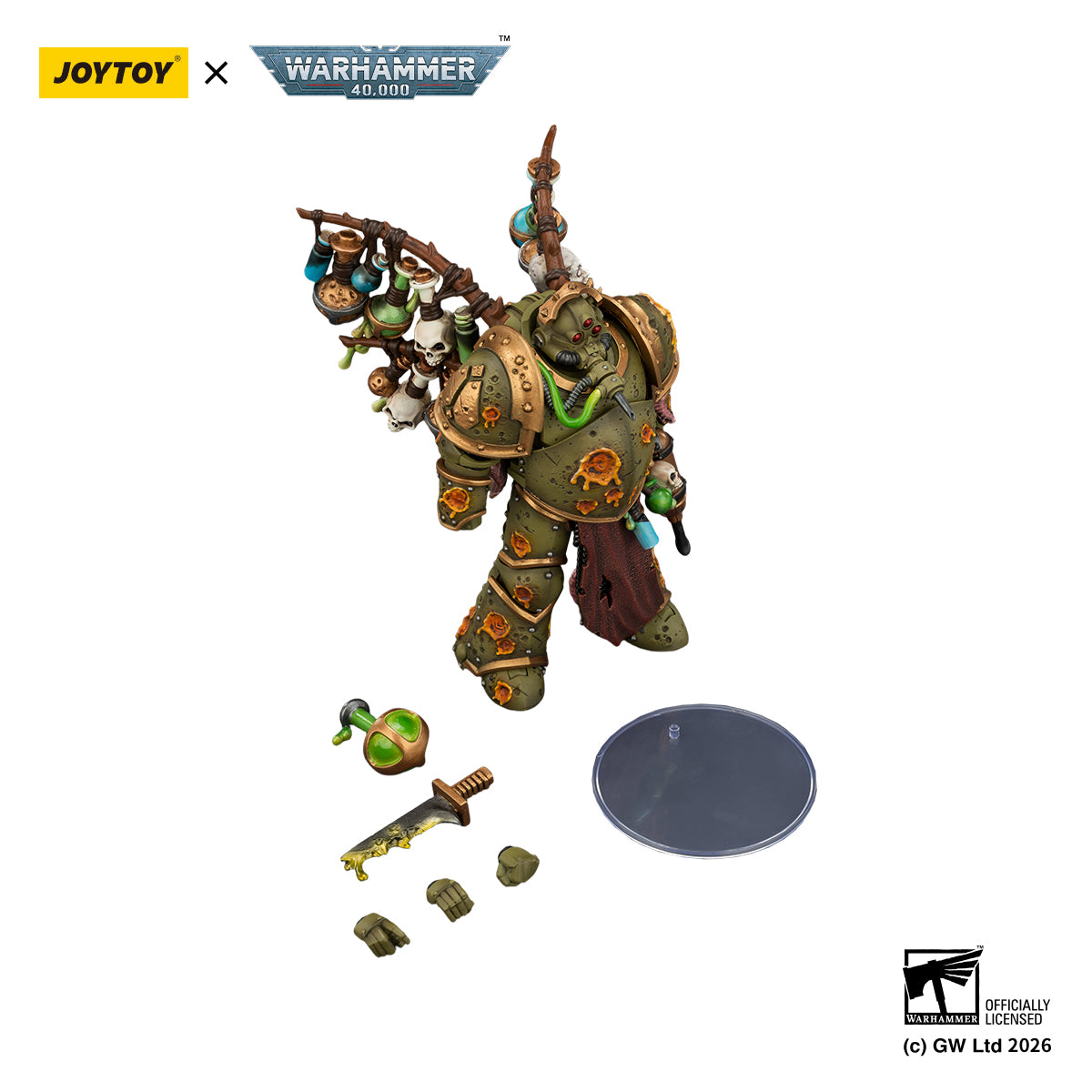 JOYTOY Warhammer 40k Death Guard Biologus Putrifier with Injector Pistol and Hyper Blight Grenades Collection Model Birthday Gifts
