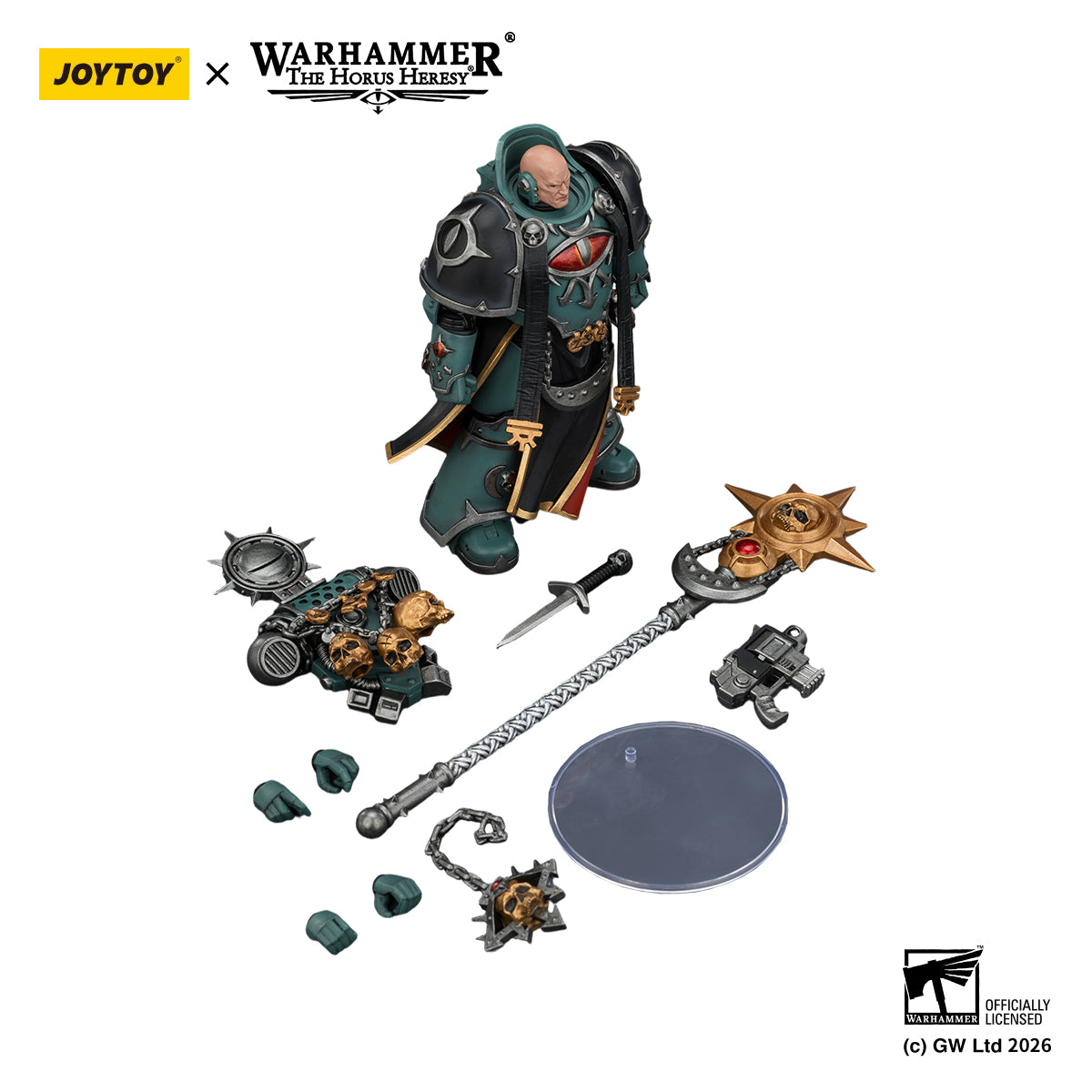 JOYTOY 1/18 Warhammer "The Horus Heresy" Action Figure Iron Hands MkVI Tactical Sergeant with Bolter, Plasma Pistol & Power sword