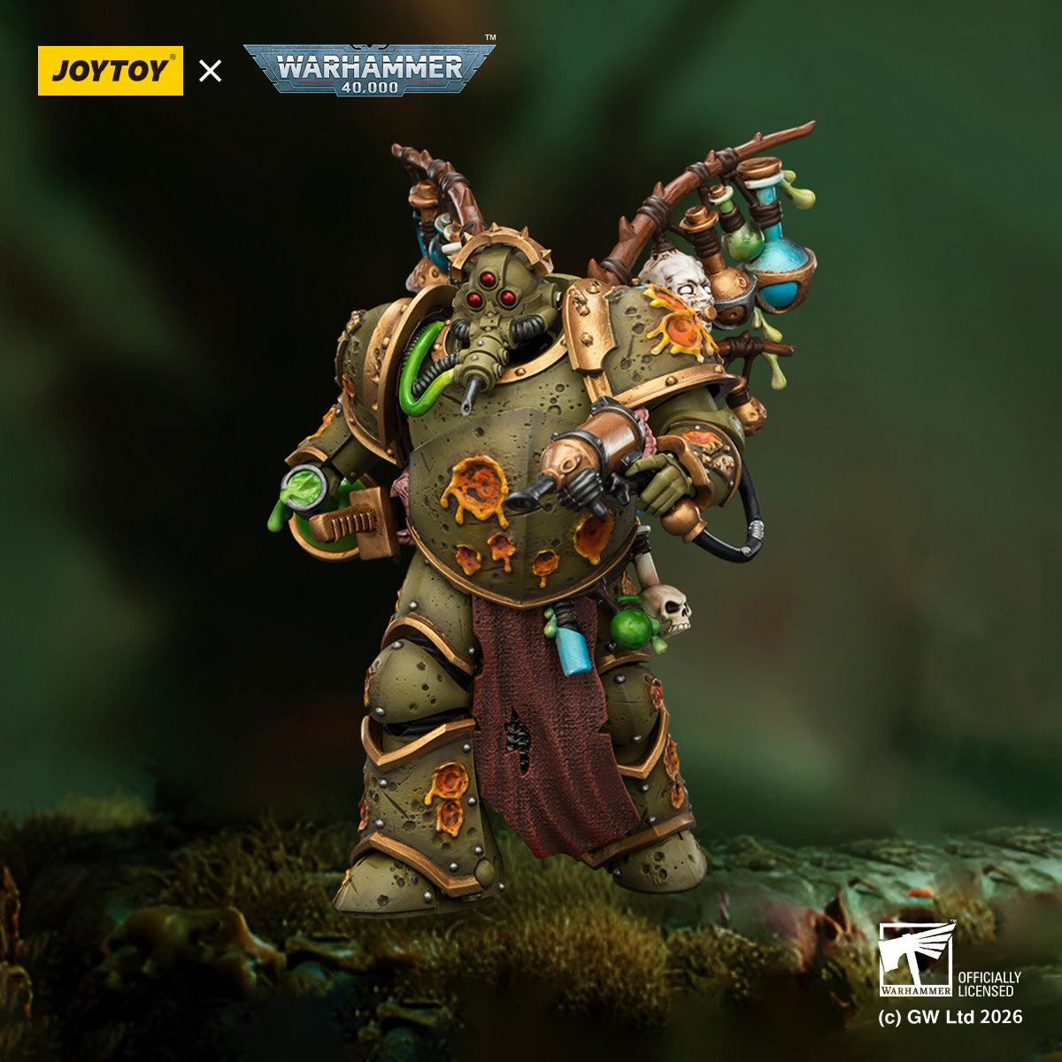 JOYTOY Warhammer 40k Death Guard Biologus Putrifier with Injector Pistol and Hyper Blight Grenades Collection Model Birthday Gifts