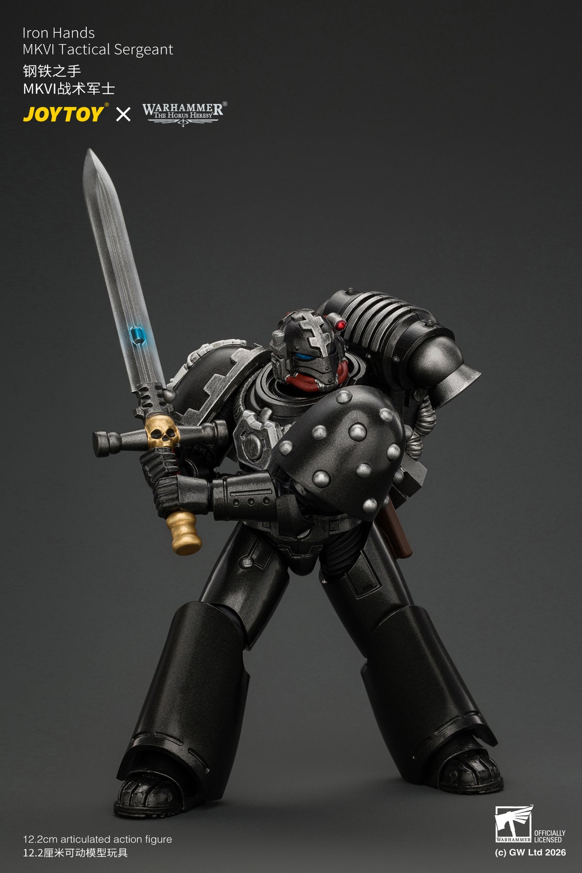 JOYTOY 1/18 Warhammer "The Horus Heresy" Action Figure Iron Hands MkVI Tactical Sergeant with Bolter, Plasma Pistol & Power sword