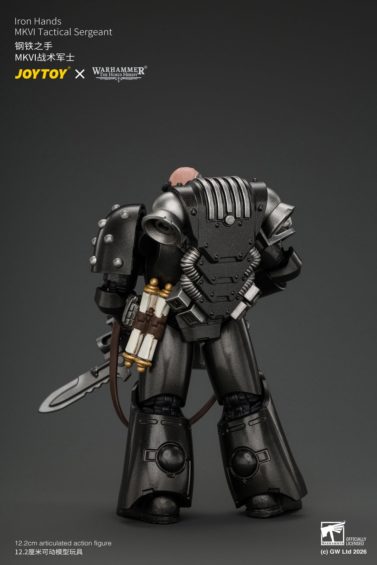 JOYTOY 1/18 Warhammer "The Horus Heresy" Action Figure Iron Hands MkVI Tactical Sergeant with Bolter, Plasma Pistol & Power sword